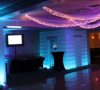 This is our Good Times Photobooth package which includes our enclosed booth & one-(1) TV for a slideshow of all the fun going on inside.