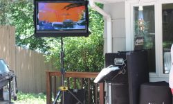 Our Karaoke set up for a house party with our optional 42" flat screen.