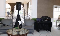 Our ceremony set up is small and compact and hidden out of the way for the Wedding ceremony.