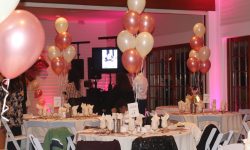 Sweet 16 with up-lights and (1) TV for a photo montage along with music videos.