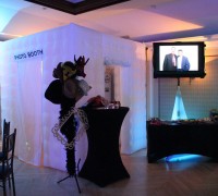 Our popular Good Times Photo Booth package which includes a large TV monitor so all the guests can see the action from inside.