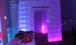 The entrance to our lighted enclosed booth.