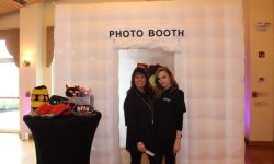 Our enclosed photobooth for a Bat Mitzvah with our friendly staff ready to help guests, keep things organized and make sure everything runs smoothly.